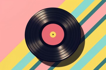 An illustration of a vinyl record set against a colorful background