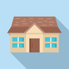 Exterior view of a small family house with a brown roof