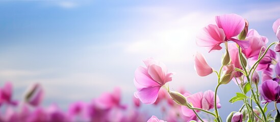 sweet pea flower on a warm summer day. Creative banner. Copyspace image © HN Works