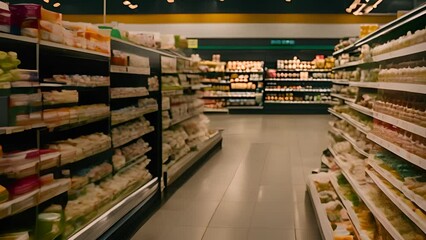 Supermarket Aisle With Produce and Canned Goods Generative AI