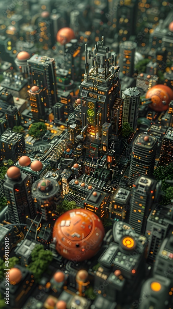 Aufkleber futuristic microgrid in a densely populated urban area showcasing advanced architecture and