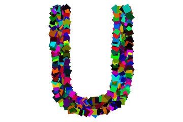 Colorful alphabet letter u for education concept