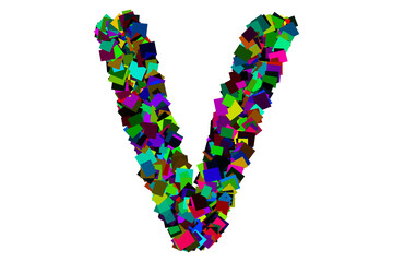 Colorful alphabet letter v for education concept