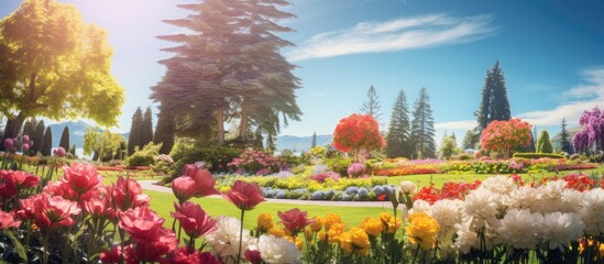 Garden in noon. Creative banner. Copyspace image