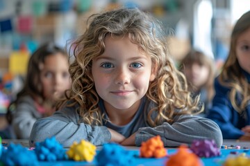 girl at school in art class