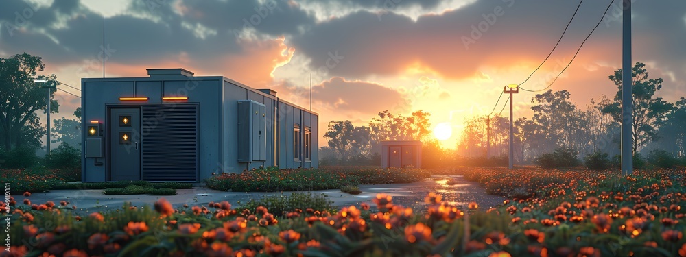Aufkleber futuristic microgrid powered by blockchain technology for renewable energy transactions