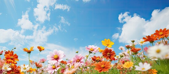 Colorful summer flowers. Creative banner. Copyspace image
