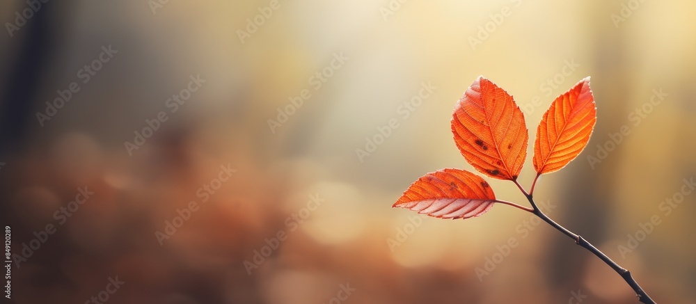 Poster one leaf in blurred background. creative banner. copyspace image