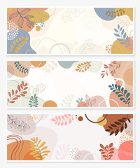 Design banner Spring background with beautiful.. Colorful background with tropical plants.