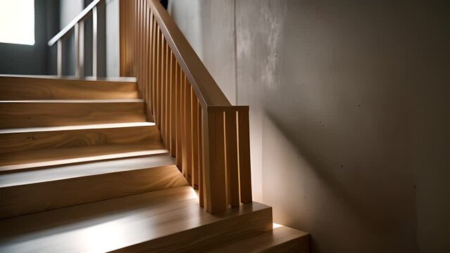 Wooden Staircase With Railing Generative AI