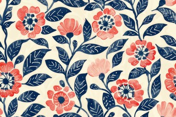 Naklejka premium A seamless pattern in block print batik style