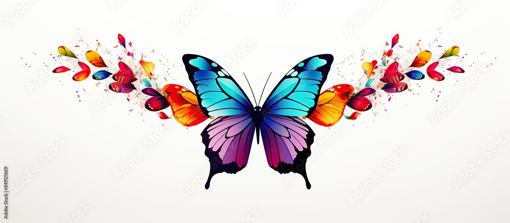 Canvas Prints multicolor butterfly isolated on white background. Creative banner. Copyspace image