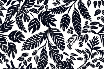 A seamless pattern in block print batik style