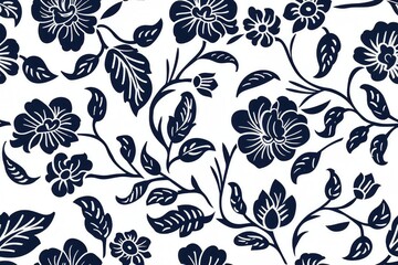 Fototapeta premium A seamless pattern in block print batik style