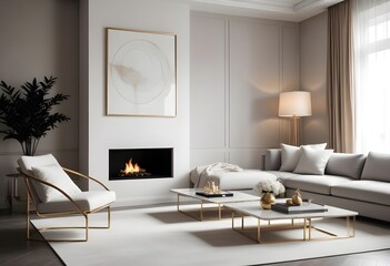 white and gold theme modern interior