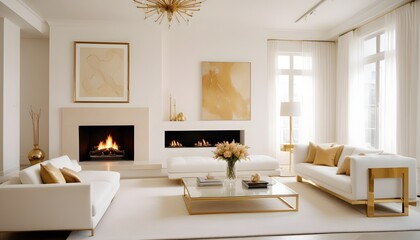 white and gold theme modern interior