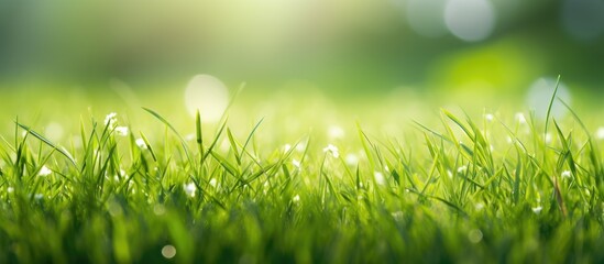 Obraz premium grass in nature macro view. Creative banner. Copyspace image
