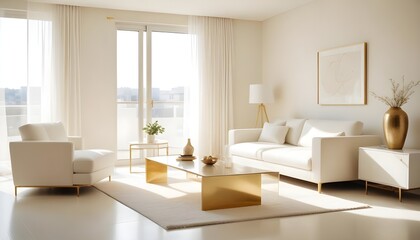 white and gold theme modern interior