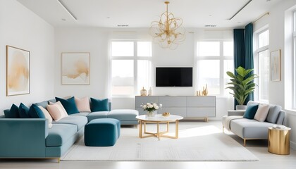 Fototapeta premium white and gold theme modern interior