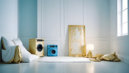 white and gold theme modern interior