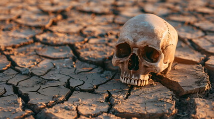 Human Skull Desert Drought Death Arid Climate Change Extinction Survival Environmental Crisis