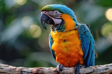 Obraz premium Baby Parrot: A colorful baby parrot, perched on a tropical tree branch. 