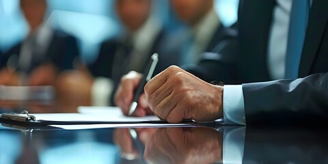 Executives signing corporate governance code to promote ethical leadership Governance ar 169. Concept Corporate Governance, Ethical Leadership, Executive Signing, Governance Code