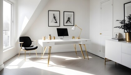 white and gold theme modern interior