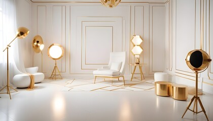 white and gold theme modern interior