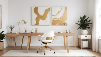 white and gold theme modern interior