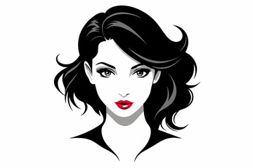 Vector of Beautiful Fashion Girl Face Logo Black Silhouette,woman, hair, face, beauty, vector, fashion, illustration, lady, glamour, lips, art, head, style, 