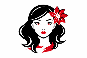 Vector of Beautiful Fashion Girl Face Logo Black Silhouette,woman, hair, face, beauty, vector, fashion, illustration, lady, glamour, lips, art, head, style, 