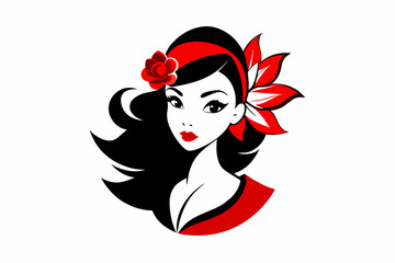 Vector of Beautiful Fashion Girl Face Logo Black Silhouette,woman, hair, face, beauty, vector, fashion, illustration, lady, glamour, lips, art, head, style, 