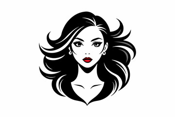 Vector of Beautiful Fashion Girl Face Logo Black Silhouette,woman, hair, face, beauty, vector, fashion, illustration, lady, glamour, lips, art, head, style, 