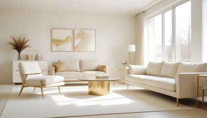 Fototapeta premium white and gold theme modern interior