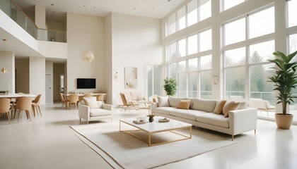 Fototapeta premium white and gold theme modern interior