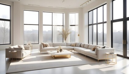 white and gold theme modern interior