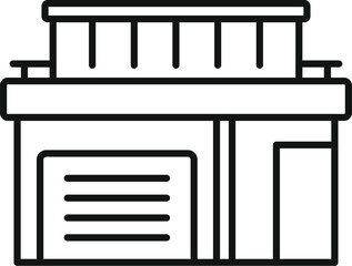 Linear icon of a modern house exterior with a garage, perfect for architectural projects or real estate presentations