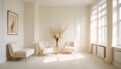 white and gold theme modern interior