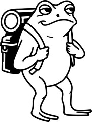 Adventurous Backpacking Frog Illustration