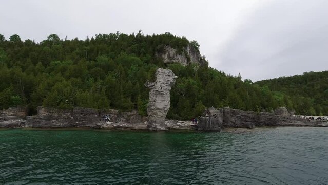 Tobermory Flowerpot Island during the day. View from the boat