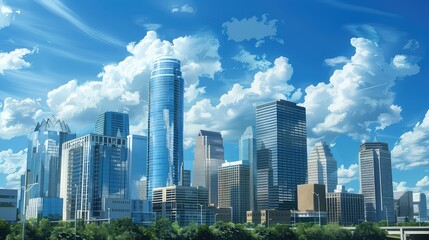 Obraz premium blue sky modern city view