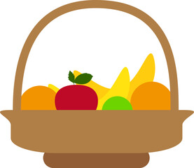 illustration of a basket with fruits