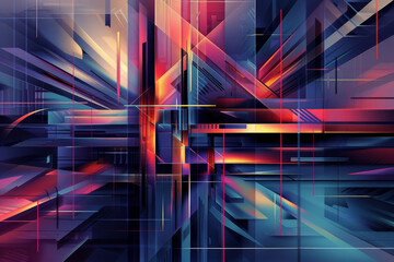 close up horizontal abstract illustration of colourful shiny geometric background