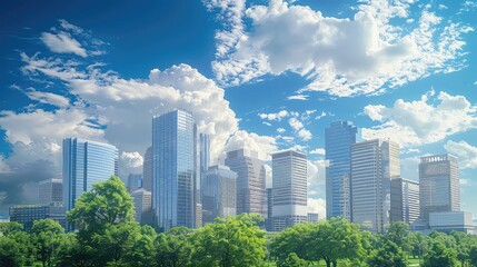 Obraz premium blue sky modern city view