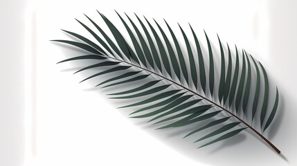 Realistic transparent shadow from a leaf of a palm tree on the white background. Tropical leaves shadow. Mockup with palm leaves shadow.