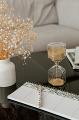workspace, table for working with an hourglass