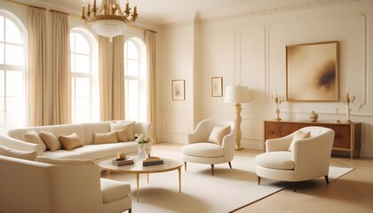 Fototapeta premium white and gold theme modern interior