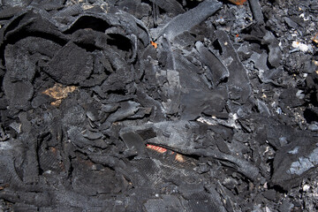 Closeup of ashes after a fire