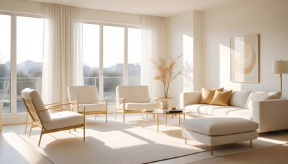 Fototapeta premium white and gold theme modern interior